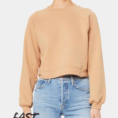 Bella Ladies Raglan Cropped Pullover Sweatshirt Thumbnail