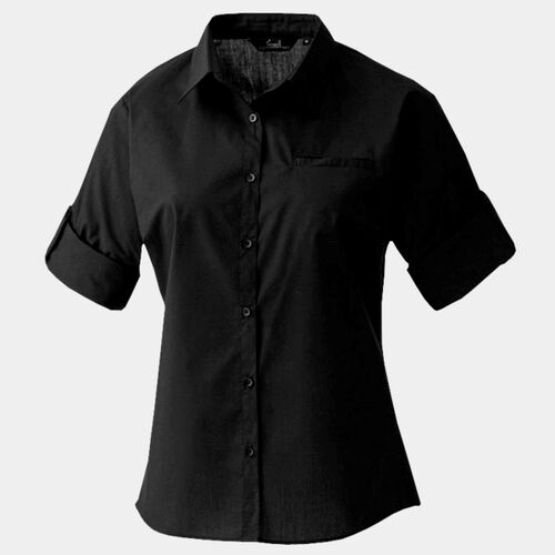 Women's roll sleeve poplin blouse Thumbnail