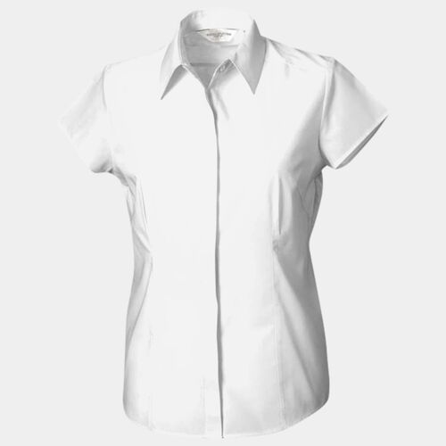Women's cap sleeve polycotton easycare fitted poplin shirt Thumbnail