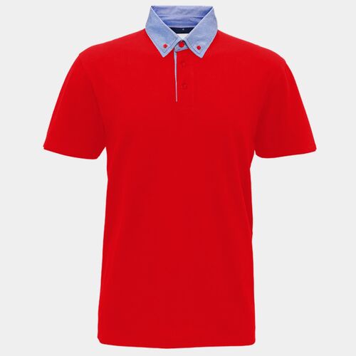 Men's chambray button-down collar polo Thumbnail