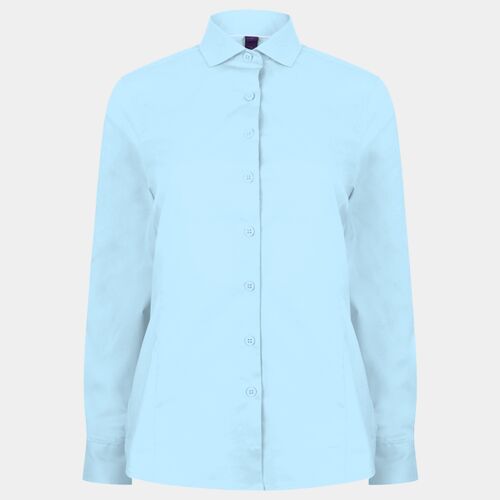 Henbury Ladies Long Sleeve Stretch Poplin Shirt Thumbnail