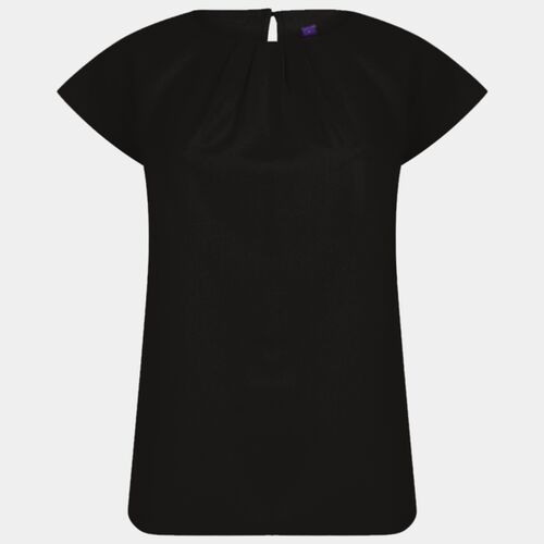 Henbury Ladies Pleat Front Short Sleeve Blouse Thumbnail