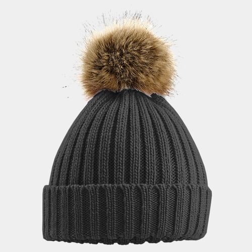 Infant/junior fur pom pom chunky beanie Thumbnail