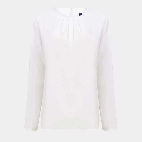 Women's pleat front long sleeve blouse Thumbnail