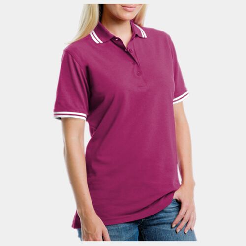 Womens Tipped Collar Polo Shirt KK749 Thumbnail