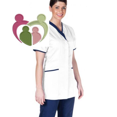 ASYMM Ladies Asymmetric Tunic - WHITE/NAVY TRIM - WCG Thumbnail