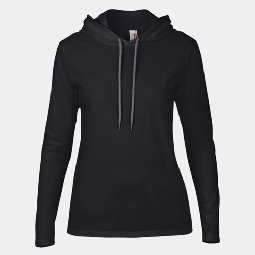 Anvil Ladies Lightweight Long Sleeve Hooded T-Shirt Thumbnail