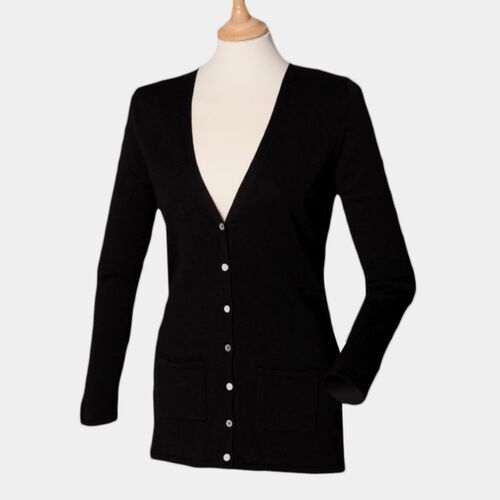 Henbury Ladies Cotton Acrylic V Neck Cardigan Thumbnail