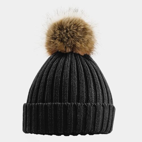 Beechfield Faux Fur Pop Pom Chunky Beanie BB412 Thumbnail